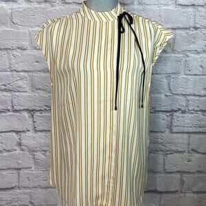 NWT Next striped side-tie mock neck blouse